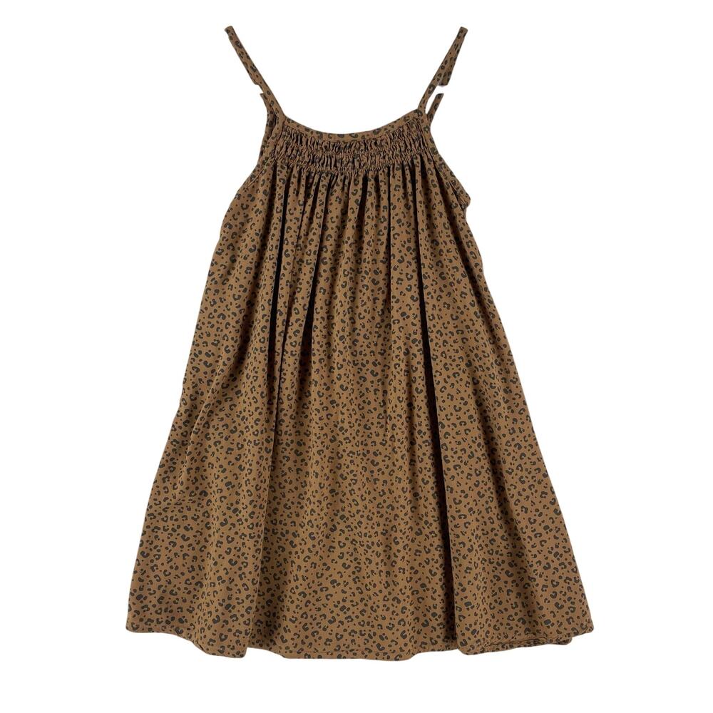 Jumping Beans Girls Smocked Swing Sundress Size 6 Brown Cheetah Print